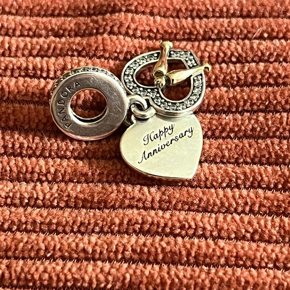 Happy Anniversary Silver and 14K Pandora Charm - Picture 3 of 4